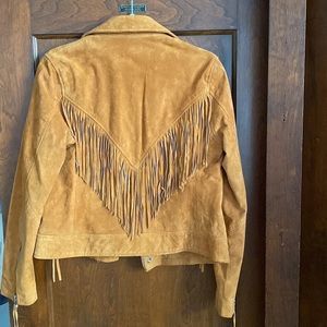 Suede moto jacket with fringe